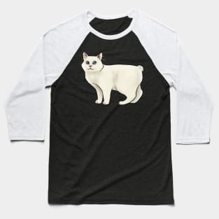 Custom - Manx Cat - White Baseball T-Shirt